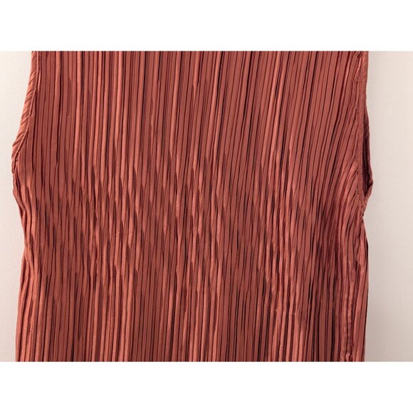 ASOS Design Rust Sleeveless Pleated Midi Dress Size 16 UK / 12 US 100% Polyester - Picture 2 of 5